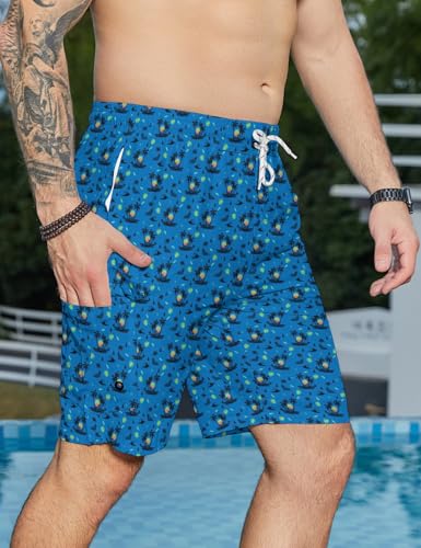 Mens Swim Trunks with Compression Liner 9 Inch Bathing Suit Swimsuit Swimwear for Men Quick Dry Swim Shorts Cargo Shorts2