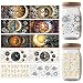 GOMAKERER 10 Blatt Transferaufkleber Rubbel Transfers Sonne Und Mond UV DTF Cup Wraps Aufkleber Wasserfest Goldener Stern Personalisierte Aufkleber F&uuml;r 16 oz Glasbecher M&ouml;bel DIY Basteln