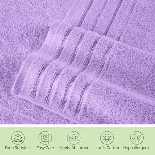 Image of Elegant Comfort 100% Turkish Cotton 4 Lines Viscose Stripe Jumbo Bath Towel - Hotel Spa Quality Extra Large 35 x 70 Inch Bath Towel Ultra Soft, Super Absorbent Quick Dry Large Bath Towel, Lilac