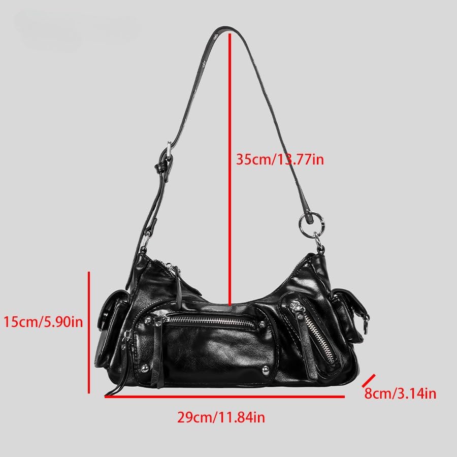 Image of Shoulder Purse for Women, Leather Women's Handbag Y2k Aesthetic Coquette Shoulder Bag Hobo Punk Trendy Ladies Purse
