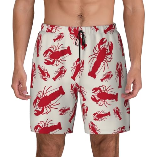 Short de bain homme imprimé homard rouge léger respirant sports nautiques