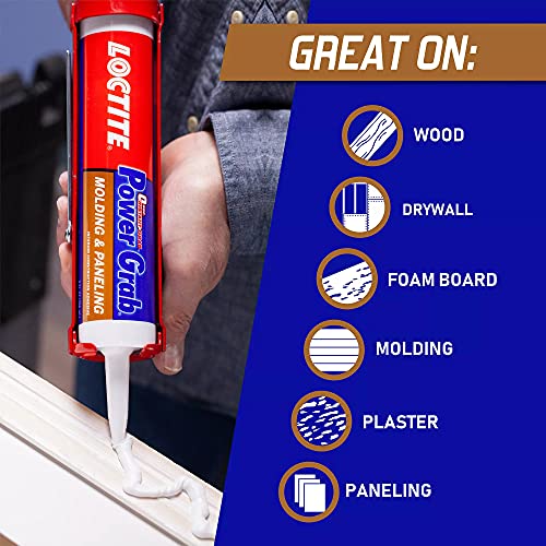 Image of Loctite Power Grab Express Molding & Paneling Construction Adhesive, 9 fl oz Cartridge, 1 Pack