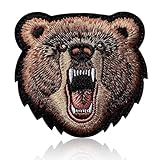 Funny Hook and Loop Embroidered Roaring Grizzly Bear Morale Patch | 3.15" x 3" Cute Animal DIY Meme Tactical Morale Patches for Backpacks, Dog Harnesses, Army Vests, Jackets, Jeans, Hats, Helmets