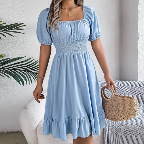 formal milkmaid dress boohoo Women's Cotton Puff Sleeve Milkmaid Dress