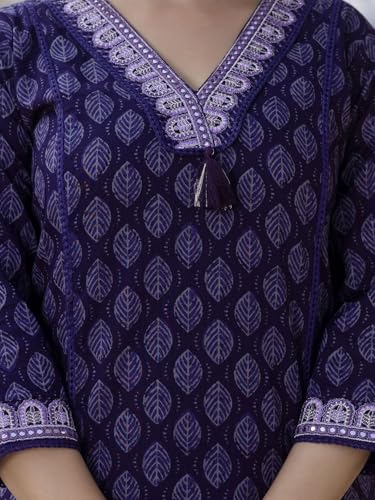 Image of PARTHVI|Women's Pure Cotton Printed with Handwork Kurta with Pants and Dupatta Set | Ethnic Set | Suit Set | Kurta Set | Wedding Suit Set