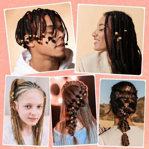 JIEYAO Joias de cabelo dourado para tranças, 110 peças de contas de dreadlocks, clipes de anéis de t