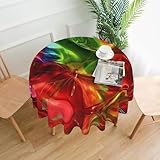 POEZJZW Mantel redondo transparente con patrón de mariposa de 152 cm, mantel decorativo de poliéster para fiesta, picnic, cocina, decoración al aire libre