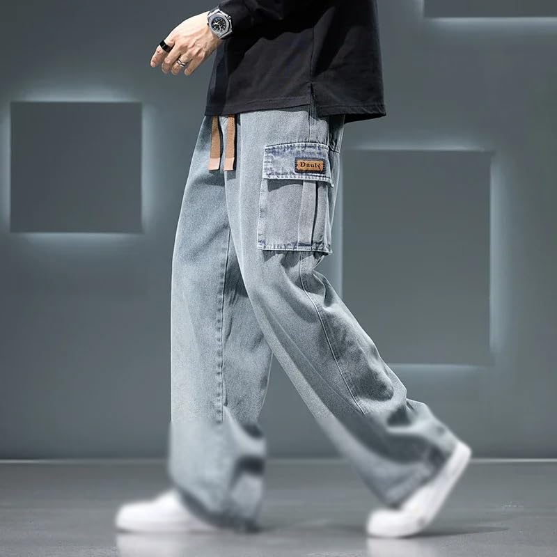 Autumn Wide Leg Jean Pants Men Trousers Loose Casual Cargo Pants2