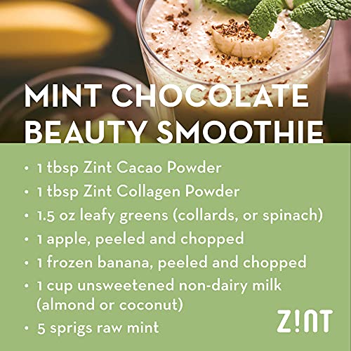 Zint Cacao Powder + Collagen Peptides Powder Sampler Beauty Bundle: Organic Antioxidant Cocoa Powder And Pure Grass-Fed Hydrolyzed Collagen Protein #TOP4