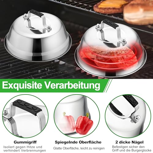 HaWare Smash Burger Set, 5-teilig Edelstahl Burger Smasher Set mit Burgerpresse, Grillspachtel, Pfannenwender & Burgerglocke, Grill Zubehör für Gasgrill, Feuerplatte und Teppanyaki, Spülmaschinenfest