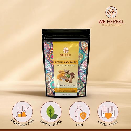 Image of Herbal Face Mask 50g Pack of 2, Instant At Home Facial with Manjistha, Licorice, Amba Haldi, Detoxifying, Brightening, Soothing Face Pack for Glowing Skin, Natural, No Fragrance, No Colour