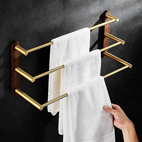 Porte-serviettes base en noyer 48cm pour optimiser le séchage après la douche