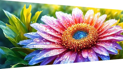 Diamond Painting Fleurs 5D Anti-Stress Kit Complet Toile XXL Haute Lisibilité pour Débutant