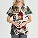 Womens Scrubs Christmas Plus Size T Shirt Printed V-Neck Blouse with Pockets Short Sleeve Nursing Uniforms Tops（XX-Large,3-Khaki）