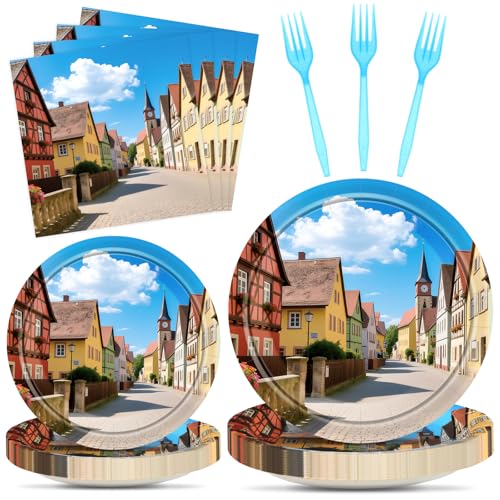 LemonRoad 96 Pcs Oktoberfest Party Plates and...