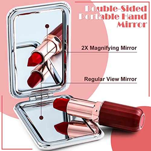 3 Pieces Compact Magnifying Portable Travel Pocket Mirror Small Makeup Cosmetic Mirror For Christmas Women Girls Gift Graduation Birthday Party Gift Double Sided 1X/ 2X With Magnification Marble Style #TOP1