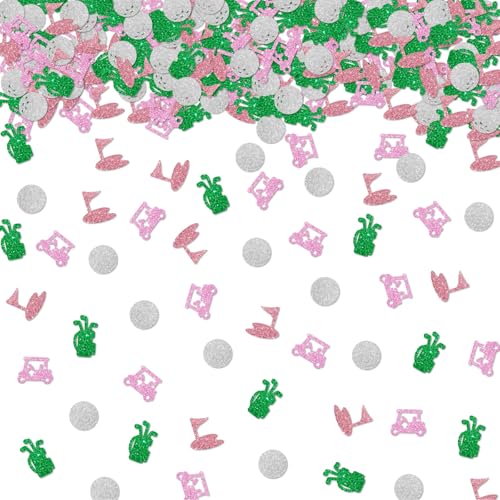 Image of 100pcs Golf Confetti, Pink Glitter Hole In One 1st Birthday Table Confetti, Golf Paper Cut Outs for Sport Themed Birthday /Baby Shower Party Table Decoration