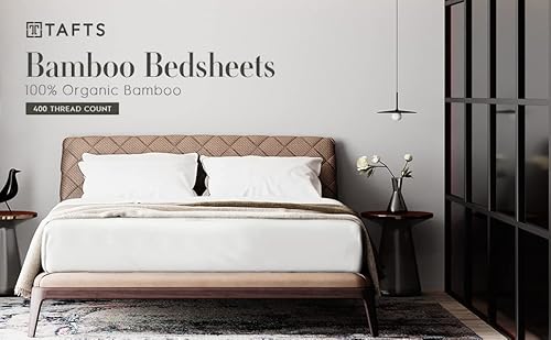 Tafts Bamboo Sheets King Size Bed Sheets 5 Piece Set, Pure 100% Organic Bamboo, 17” Deep Pockets – Luxuriously Soft, Silky Smooth, Cooling, Double Stitched, Lifetime Quality Guarantee (White) #TOP1