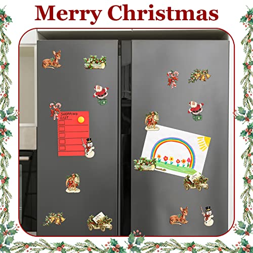 Flutesan 16 Pcs Christmas Magnets Set Refrigerator Holiday Decorative Fridge Santa Snowman Vintage Dishwasher Magnet Xmas For Kitchen Metal Door Decor (Retro) #TOP2