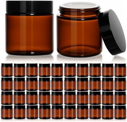 50pc 3 oz Glass Jar with Black Child Resistant Lid for packaging, makeup, candy