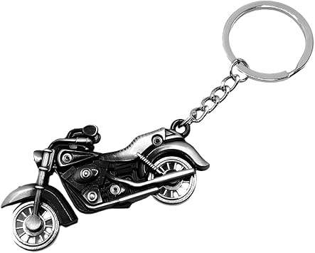 3D Motorcycle Car Key Chain, Cool Metal Motorbike Vehicle Keyring, Fashion Auto Key Holder, Universal for Vehicles Gray