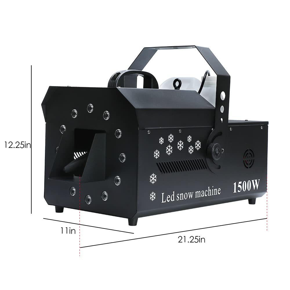 Schneemaschine | 1500W Schneekanone 5L Tank 3 Beleuchtungsmodi | Schneeflockenmaschine mit Fernbedienung, DMX512 Steuerungsmodus | Snow Machine Winter Simulation Apres Ski Party Gadget