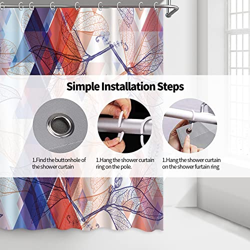 Verngo Blue Orange Boho Shower Curtain Colorful Abstract Geometric Plant Leaves Ath Curtain Modern Polyester Fabric Bathroom Decor 72 X 72 Inch #TOP5