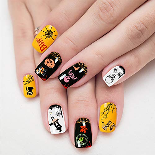 Konsait 900+Pcs Halloween Nail Stickers, Self-Adhesive 3D Halloween Nail Art Stickers Mixed Styles Nail Decals For Woman Girls Kids Halloween Party Favors Decorations Nail Applique Diy Supplies #TOP3