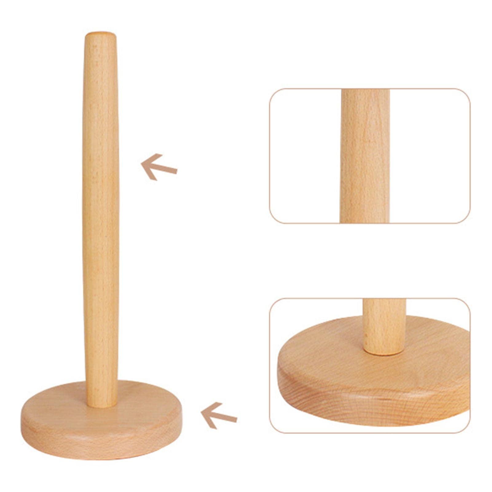 Portarotolo In Legno Per Cucina E Bagno - Base Quadrata, Autoportante, Con Cuscinetti Antiscivolo