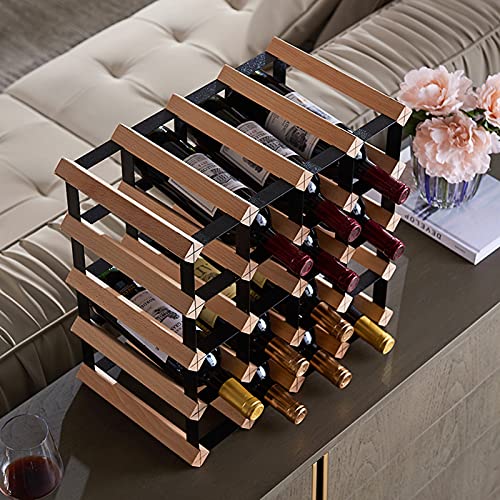 Wll-Dp Countertop Wine Rack Wine Storage Shelf Beech Wood Wine Holder, Hold 16~20 Bottles, For Dining Room Cabinet Tabletop Bar Kitchen Pantry #TOP2
