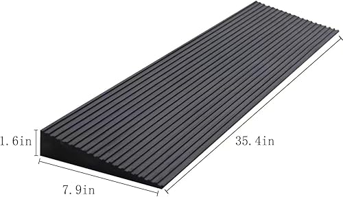 Miniatura 2 de Cashoner Rampa de umbral de goma sólida de 1.6 pulgadas de ancho, rampa antideslizante para silla de ruedas, capacidad de peso de 1500 libras, para