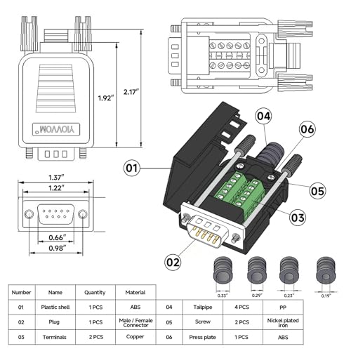Conector DB9 Adaptador Serial RS232 macho hembra miniatura 2