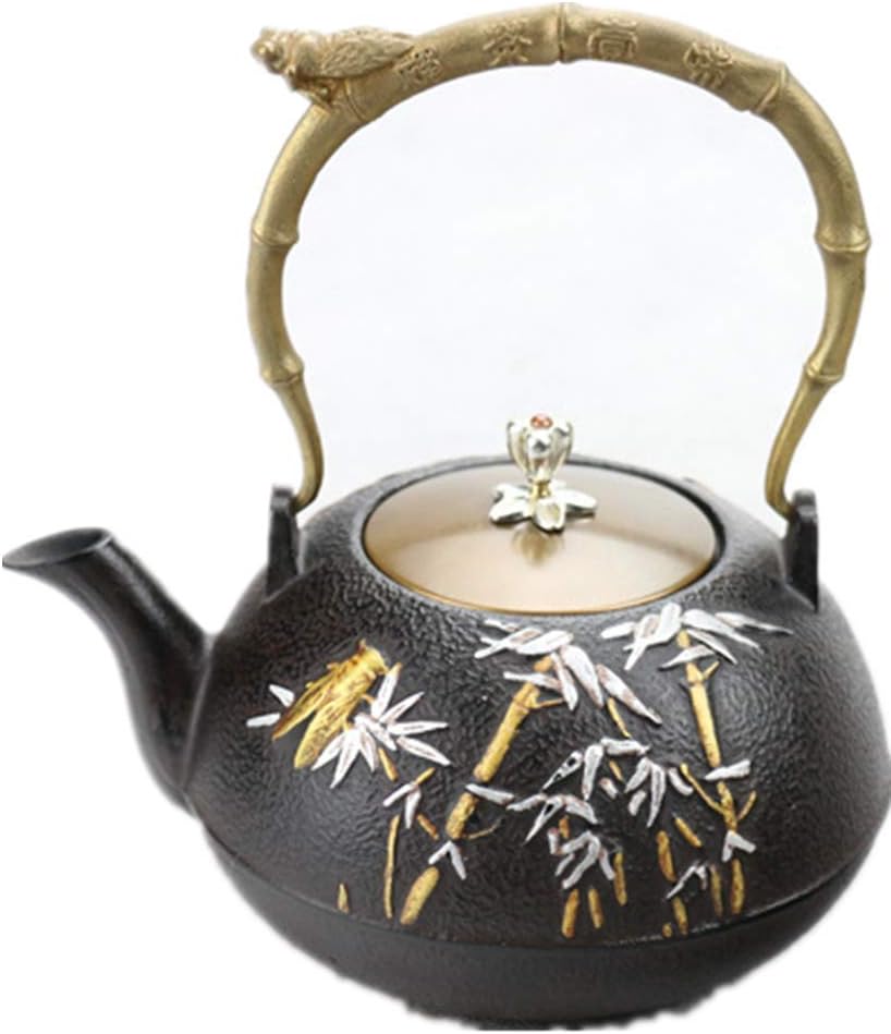 RUIKA Japanese tetsubin Cast Iron Teapot bamboo and cicada pattern Kettle 1200ml 40 Ounce