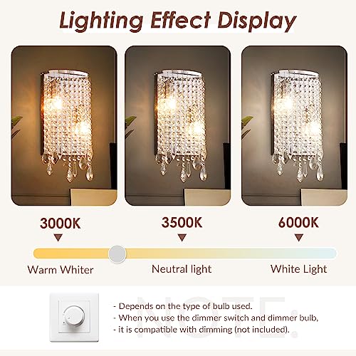 Crossio Modern Crystal Wall Sconce Luxury Crystal Drops Shade Wall Lamp For Living Room Bedside Hallway Hotel Chrome Finish #TOP3