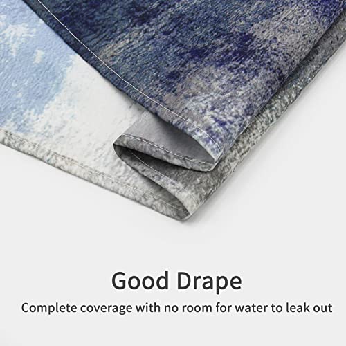 Mitovilla Dark Blue Shower Curtain Set, Abstract Geometric Fabric Shower Curtain, Modern Shower Curtains For Navy Bathroom Decor, Paint Brush Graffiti Design, 72 X 72 #TOP4