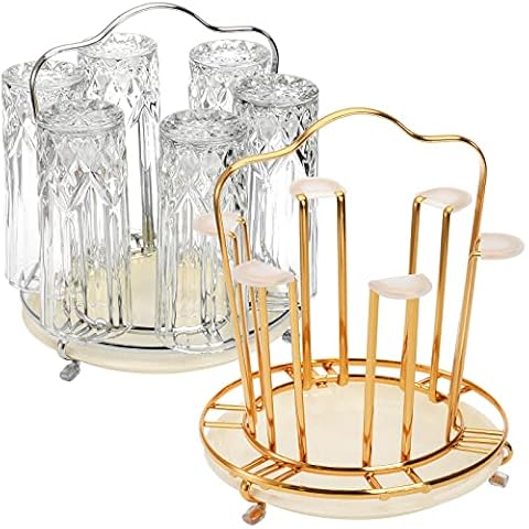 Peohud Paquete de 2 estantes de secado de tazas con bandeja de drenaje y ganchos protectores de silicona Cover