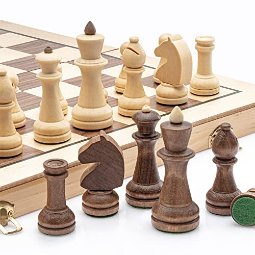 Coffret Échecs Luxe Engelhart - Bois Massif Pliant - Pièces Sculptées