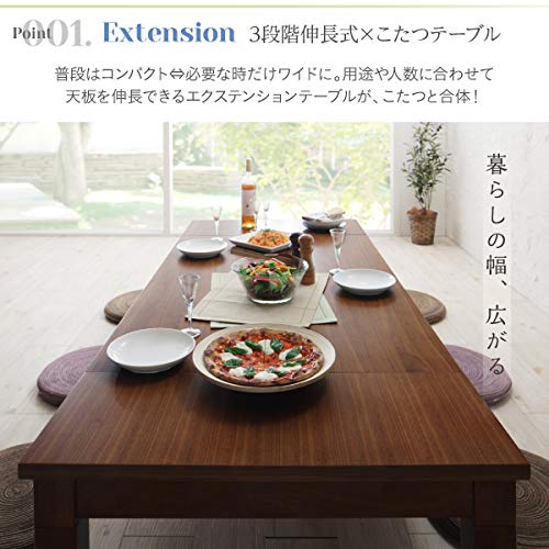 Amazon.co.jp : 天然木ウォールナット材3段階伸長式こたつテーブル