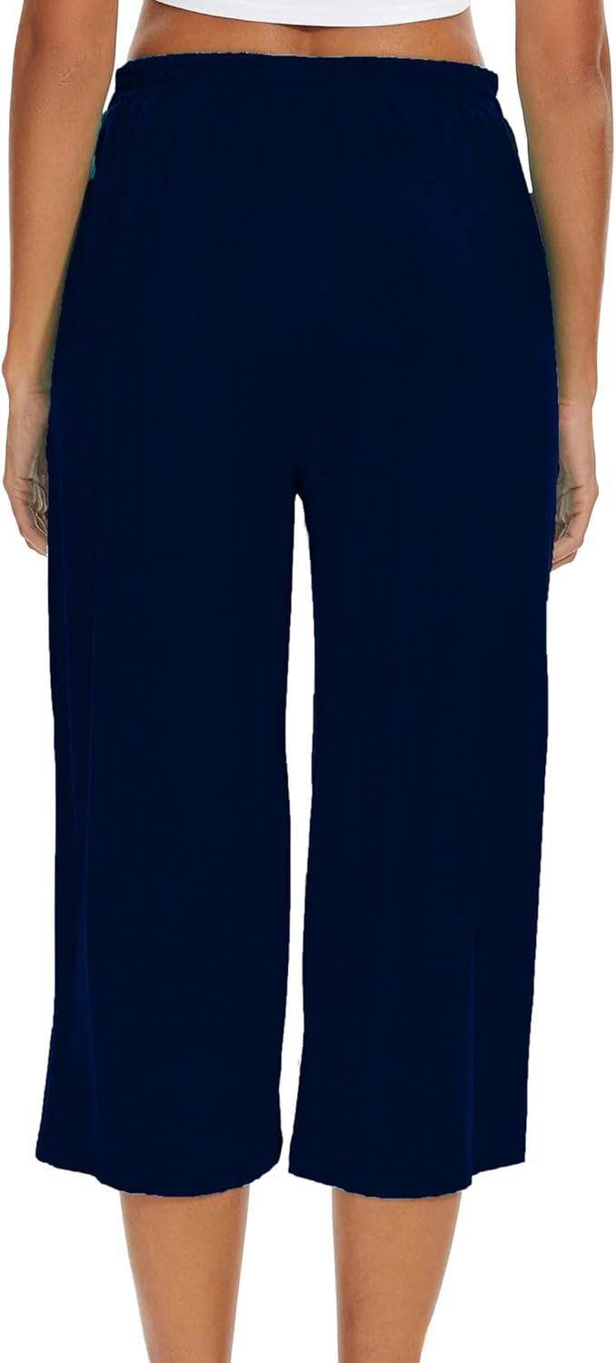 Women Pajama Pants Capri Cotton Sleep Lounge Pj Bottoms with Pockets - Image 3