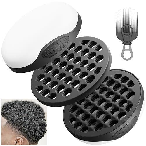 FIABC Cepillo de silicona para rizar, peine africano, cepillo mágico para cabello rizado, afro pick, herramienta rizadora ondulada para hombres, mujeres, niños y niñas, 1 juego negro