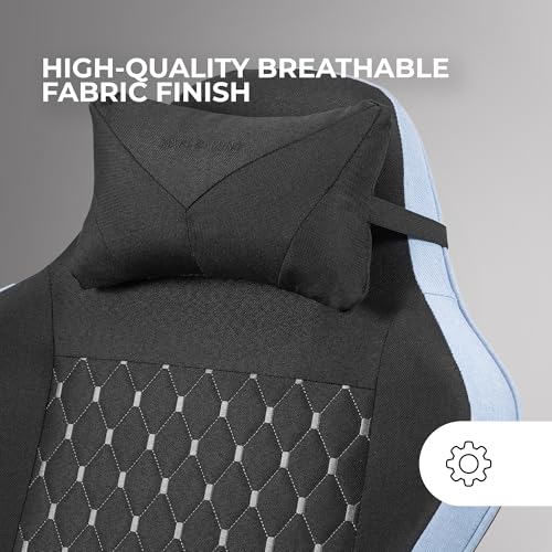 MARS GAMING MGC-X, Sedia Gaming Ergonomica, Tessuto Traspirante, Schienale Reclinabile e Altezza Regolabile, Braccioli Dinamici, Cuscino Cervicale e Lombare, Sedia Poggiapiedi Estensibile, Blu - Sedia gaming - Immagine 1