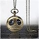 JewelryWe Taschenuhr Herren mit Schädel Totenkopf Skelett & Kreuz Römische Ziffernblatt, Quarz Analog Uhr mit Kette Halskette Halloween