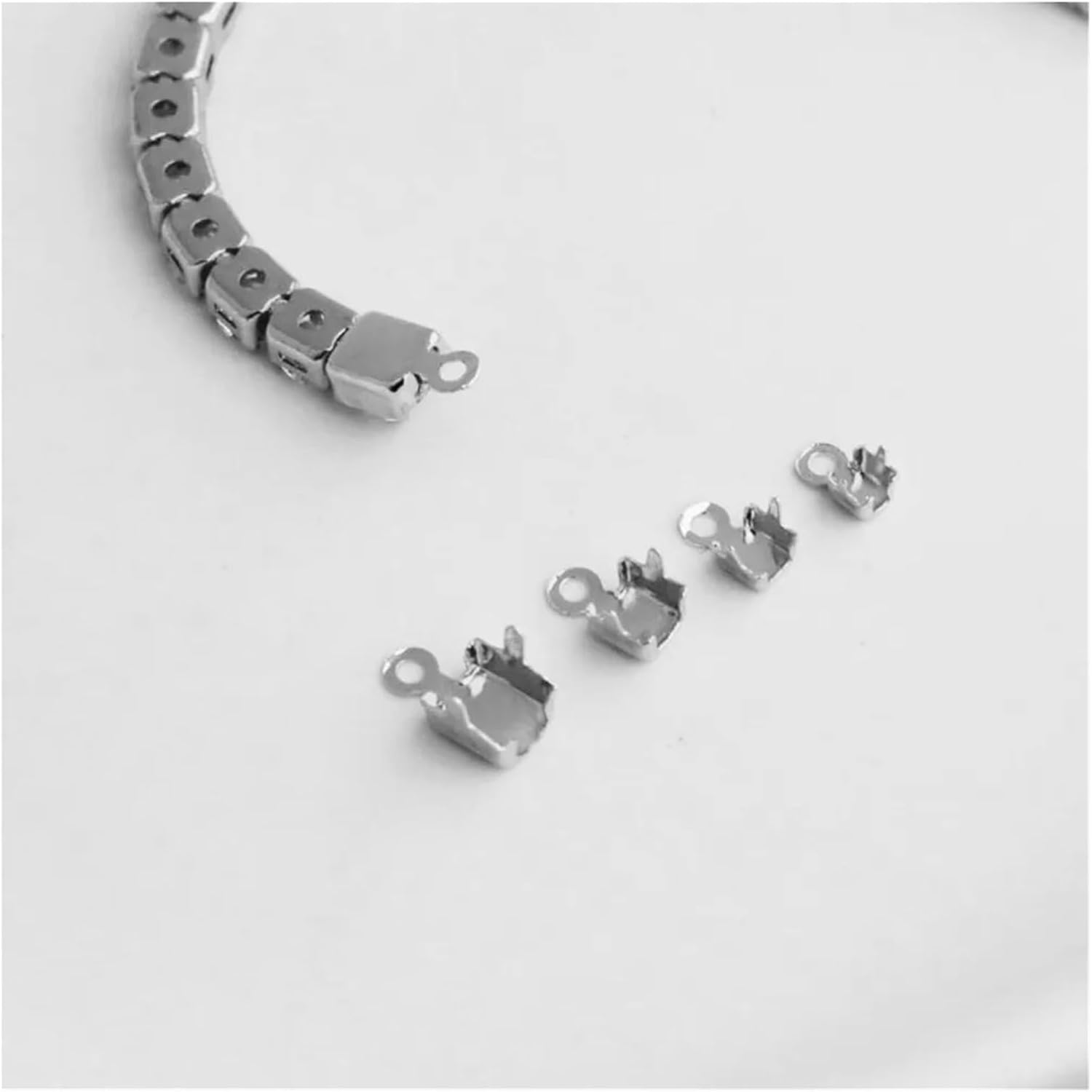 Cord End Caps Cord End Caps 500pcs Stainless Steel Crimp Bead Clasp Cap String Ribbon Leather Clip Foldover Connector(3mm)