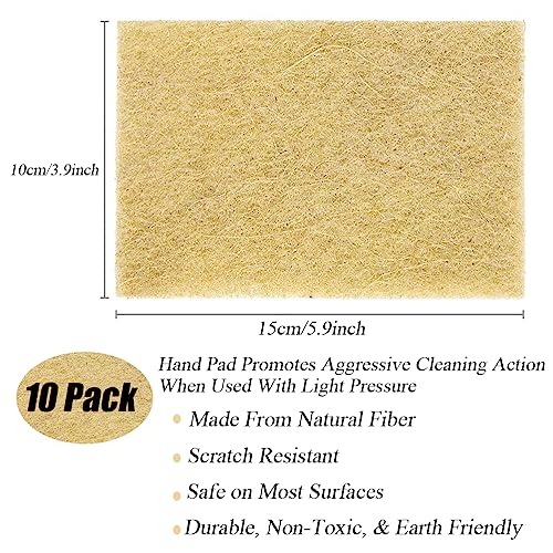 Natural Scouring Pads 10 Pack- Dish Scrubber Non-Scratch Sisal Cleaning Scrub Pads, Eco-Friendly Glass Coconut Fiber Kitchen Scrubbers for Pans and Pots, Compostable, Biodegradable (10 Pack) - Thumbnail 2