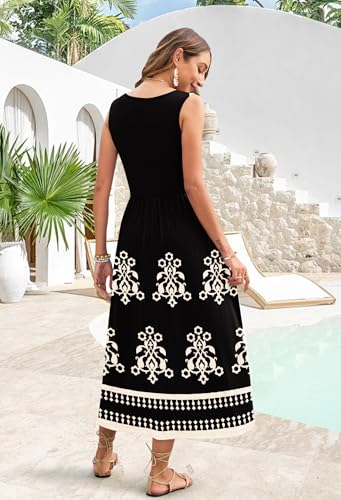 Image of WNEEDU Women's Summer Maxi Dress Casual Sleeveless Sundress