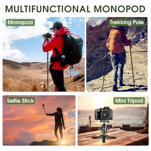 Manbily Camera Monopod with Feet 5 Sections 67-in 170cm Extendable Portable Travel Aluminum Monopod with Removable Tripod Stand Base for DSLR Canon Nikon Sony Video Camcorder Max Load 15.5lbs(A-222) - Image 4