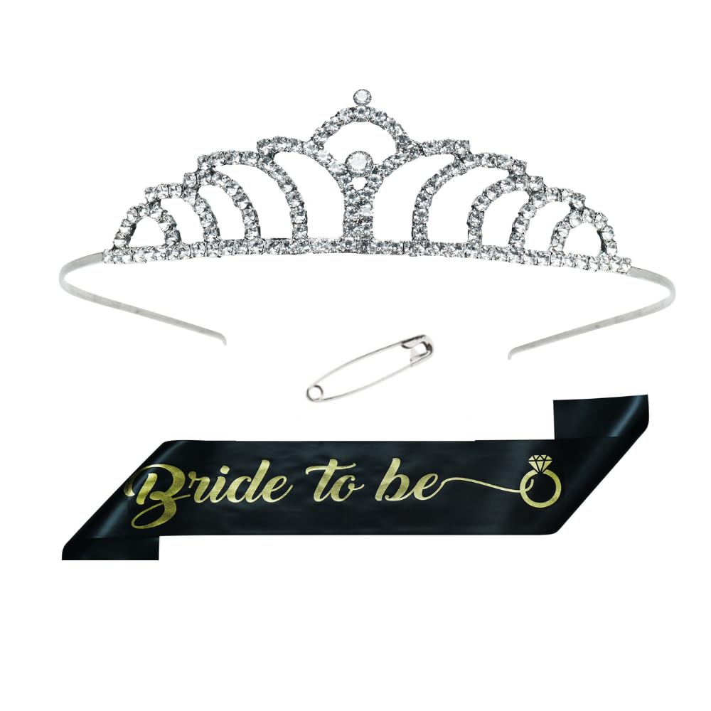 Decofy Bridal Celebration Decoration Set with Black Sash & Crown Tiara | Lotus Theme Party Accessories for Mehendi Haldi Engagement Wedding Photoshoot & PreWedding Function Decor-picture-3