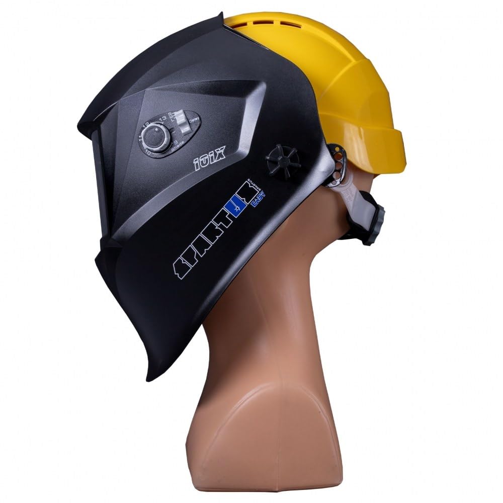 SPARTUS Schweißhelm Automatik mit Schutzhelm - Automatischer Schweißhelm 1/1/1/2 für Baustelle & Industrie - Schweißmaske MIG Wig MMA - Bestschweissen.de