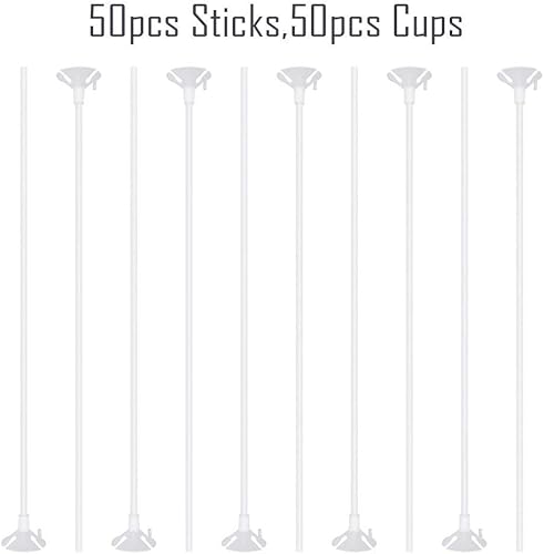 Miniatura 2 de Pllieay 50 palos de plástico blanco para globos con tazas para fiestas, día de San Valentín, boda, decoración de aniversario