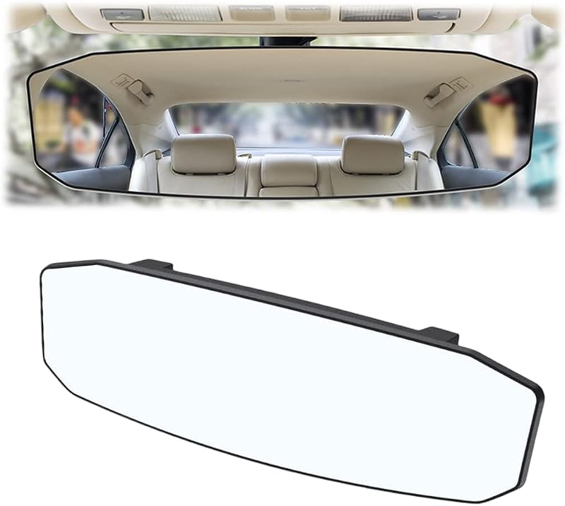 Espelho retrovisor interno panorâmico convexo 8sanlione com presilhas – 30,00 x 9,00 x 2,01 cm